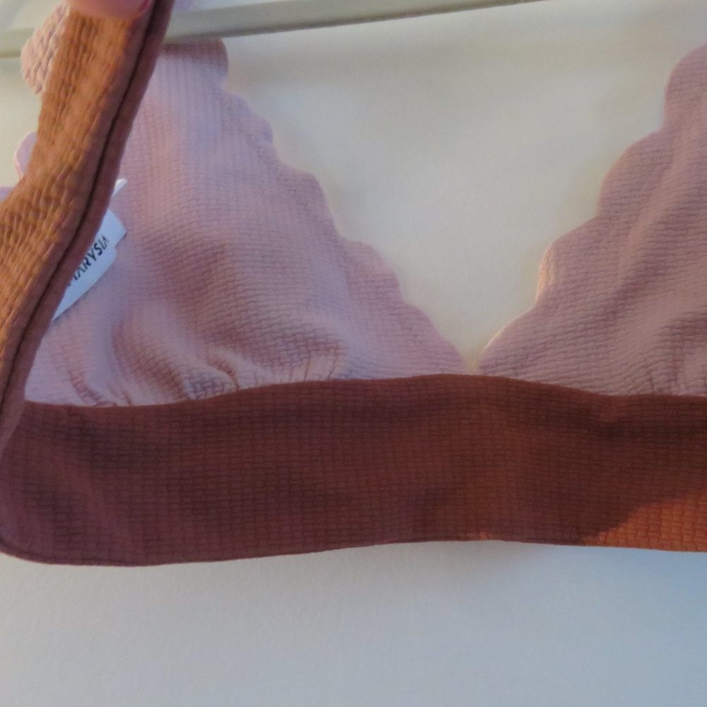 MARYSIA Santa Clara Scalloped Light Pink Textured Triangle Bikini Top - Sz XS - Picture 14 of 16
